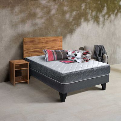 Imagen 1 del producto Combo Cama Europea Celta 1,5 Plazas Atlantis Black + Set Maderas Casanova Nogal + Set Textiles + Almohada