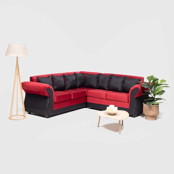 Sofá Seccional Almore New Irlanda 5 Cuerpos Rojo Negro