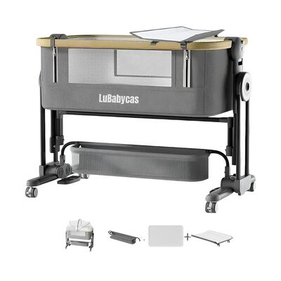 Imagen 1 del producto Cuna Colecho con Mudador Colchón Mosquitero LuBabycas Gris