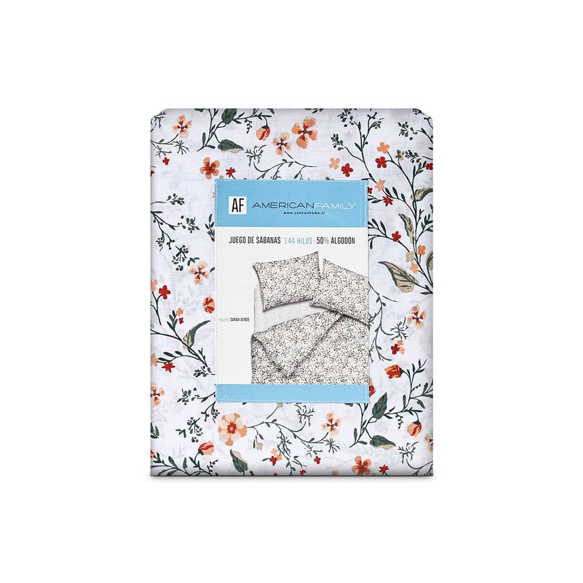 Juego de Sábanas American Family 144 Hilos 2 Plazas Sarah Verde