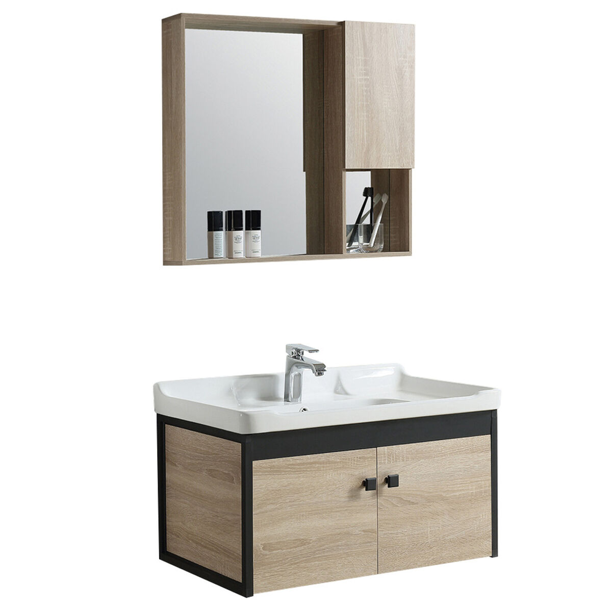 Vanitorio Britbox Preston 80 + Base + Espejo Maple