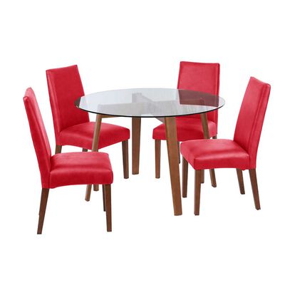 Juego de Comedor Latam Home Valencia 4 Sillas Rojo