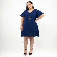 Vestido Midi Manga Corta Mujer Extralindas Azul, Fucsia, Negro