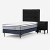 Cama Europea Rosen 1 Plaza Indie + Respaldo + Velador Issey Grafito