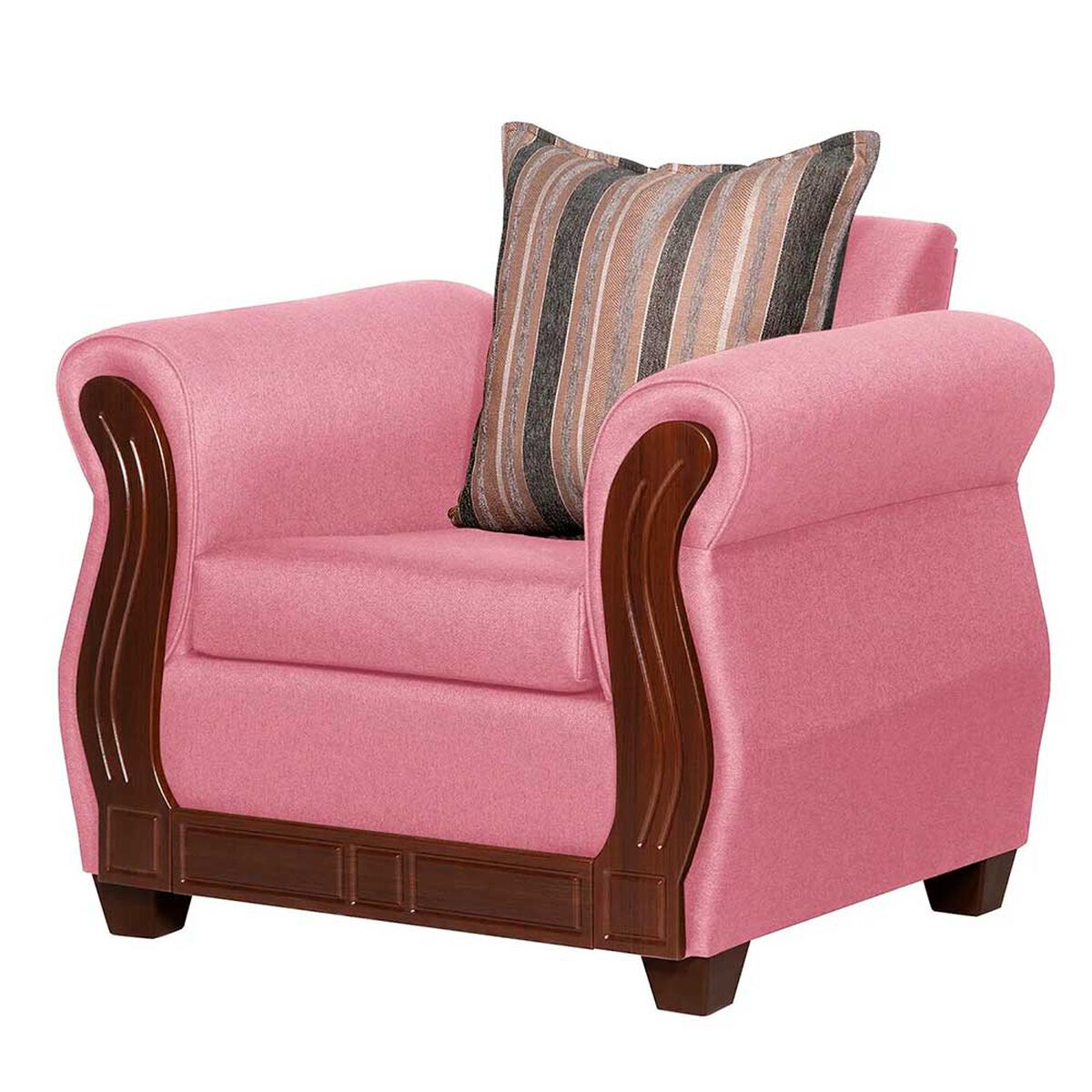 Juego de Living Ruzam Mobel Atenas Sof&aacute; 3 Cuerpos + Dos Sillones 1 Cuerpo Lino Palo Rosa