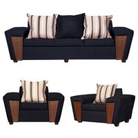 Juego de Living Ruzam Mobel Creta Sofá 3 Cuerpos + Dos Sillones 1 Cuerpo Lino Negro