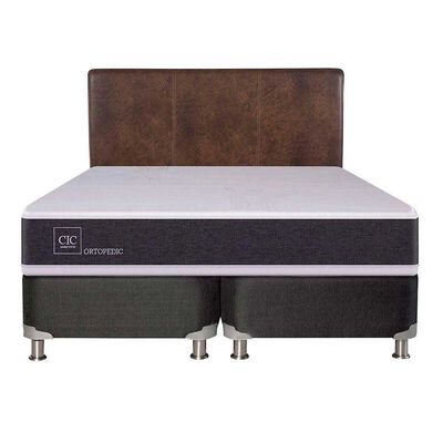 Box Spring CIC Base Dividida 2 Plazas New Ortopedic + Respaldo Baker