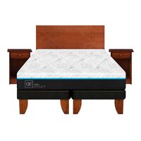 Cama Europea CIC Green Infinity 2 Plazas + 1 Respaldo + 2 Veladores Villarrica