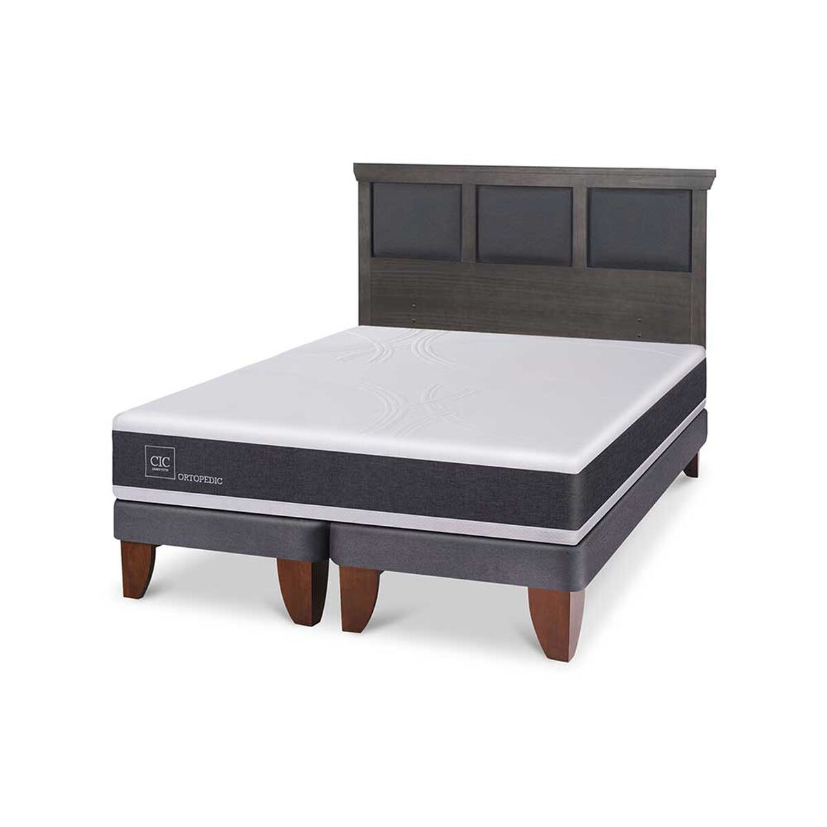 Cama Europea CIC Base Dividida 2 Plazas Ortopedic + Respaldo Torino