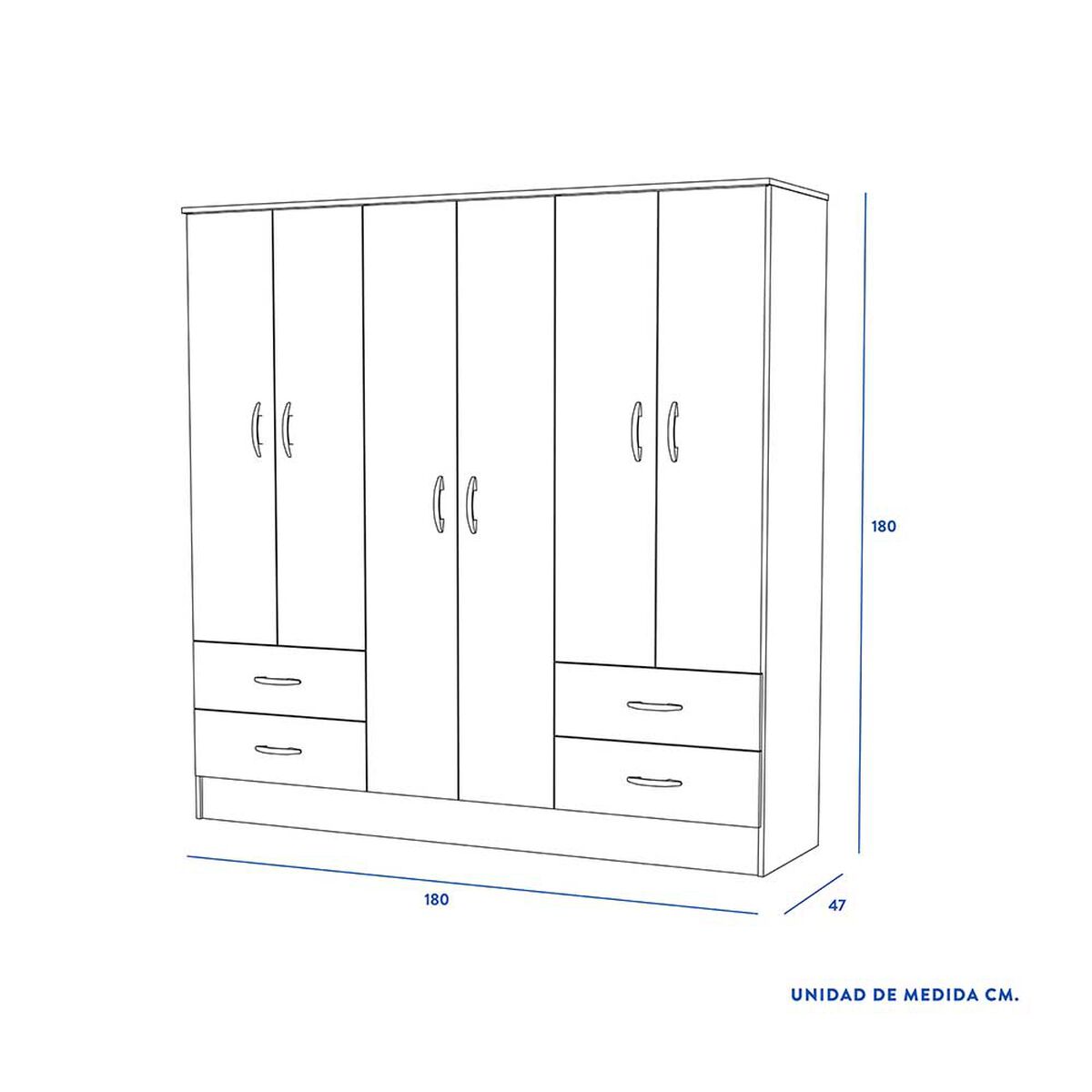 Clóset CIC Maipo Blanco 6 Puertas 4 Cajones