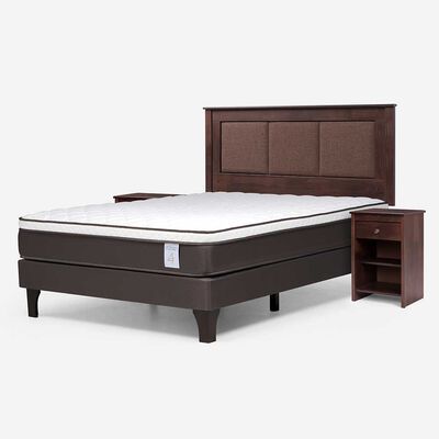 Imagen 2 del producto Cama Europea Rosen 2 Plazas New Style 4 Plus + Respaldo + 2 Veladores Rachel