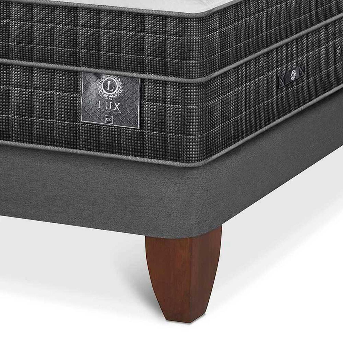Cama Europea CIC Base Dividida 2 Plazas Lux + Respaldo Miro Mostaza