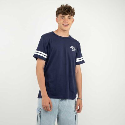 Polera Manga Corta Hombre Icono Azul, Blanco, Negro