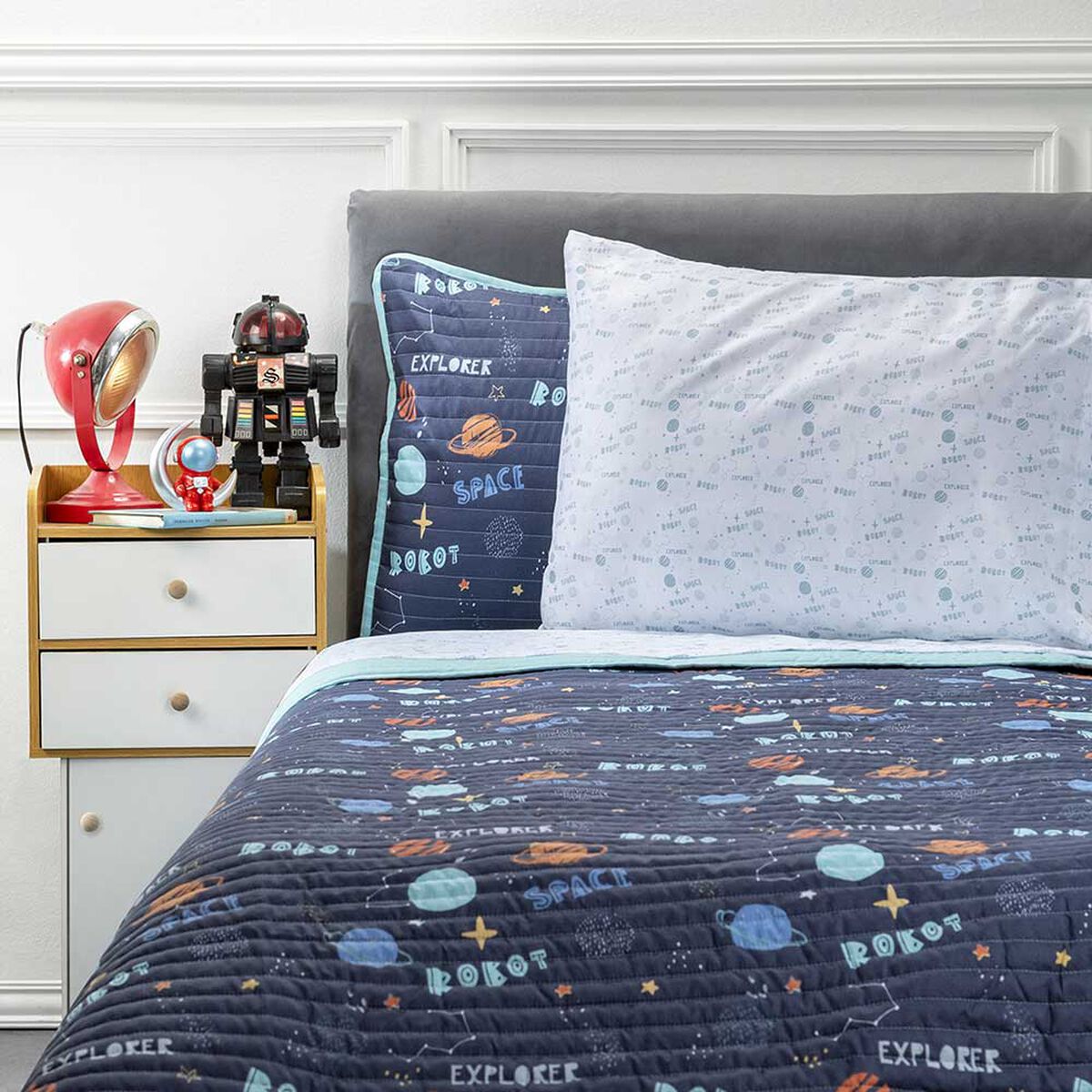 Set Quilt Infantil + Juego de Sábanas Casanova Kids 1,5 Plazas Space