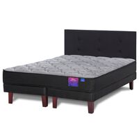Cama Europea Flex 2 Plazas Therapedic Plus  + Respaldo Royal Negro