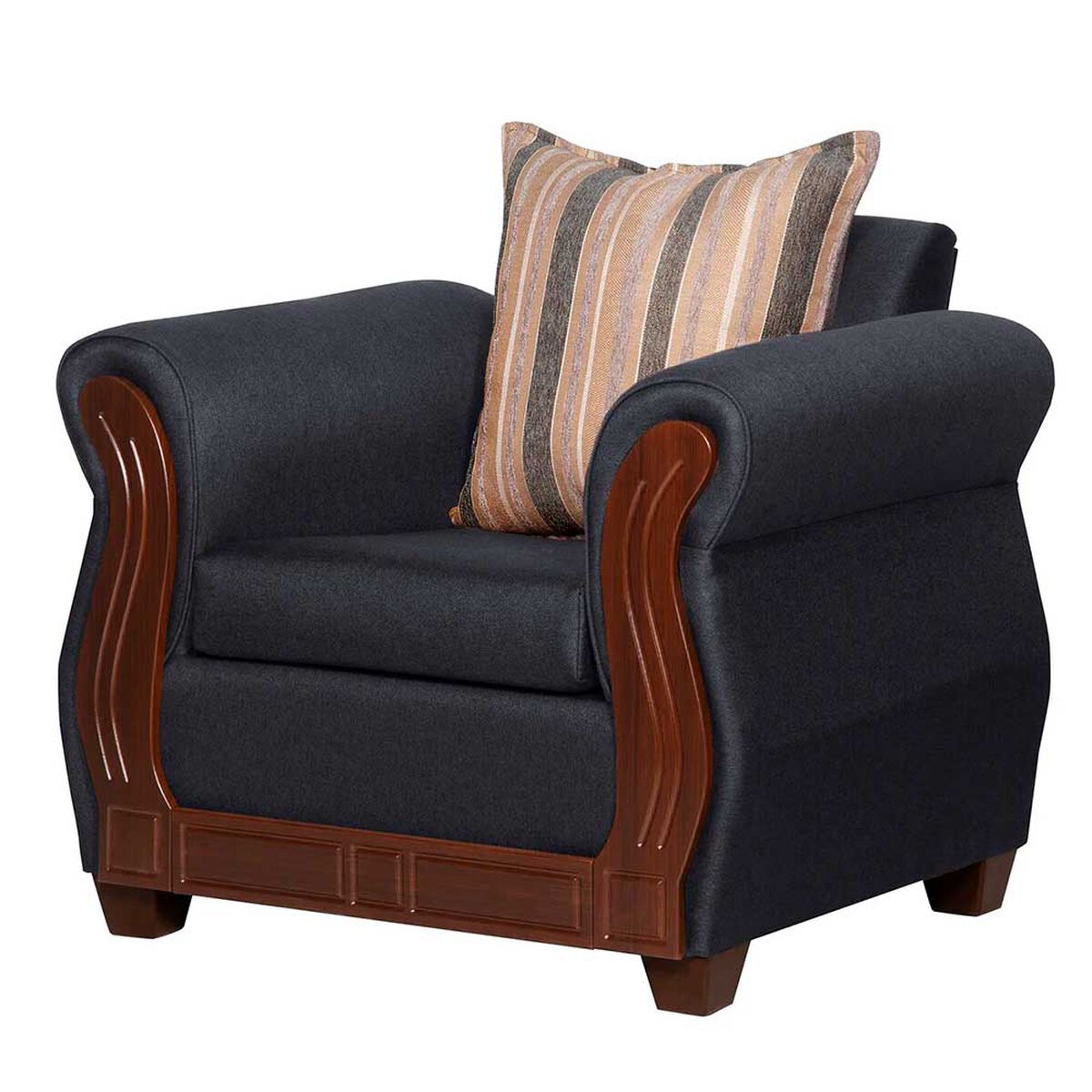 Juego de Living Ruzam Mobel Atenas Sofá 3 Cuerpos + Dos Sillones 1 Cuerpo Lino Marengo