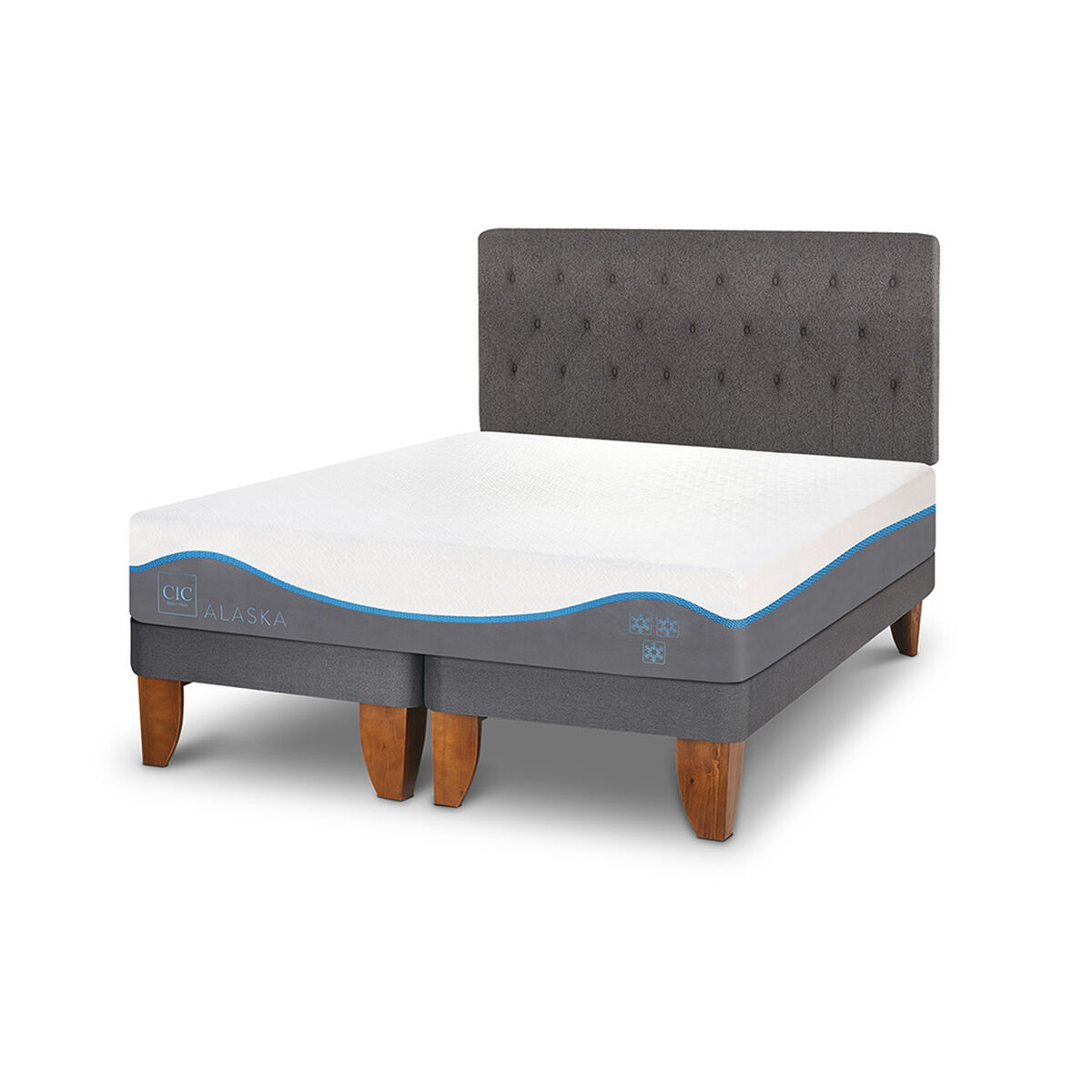 Cama Europea CIC Base Dividida King Alaska + Respaldo