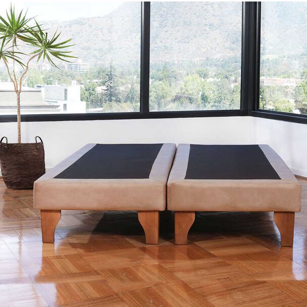 Base Europea Dividida Latam Home 2 Plazas Zen Cuero Beige