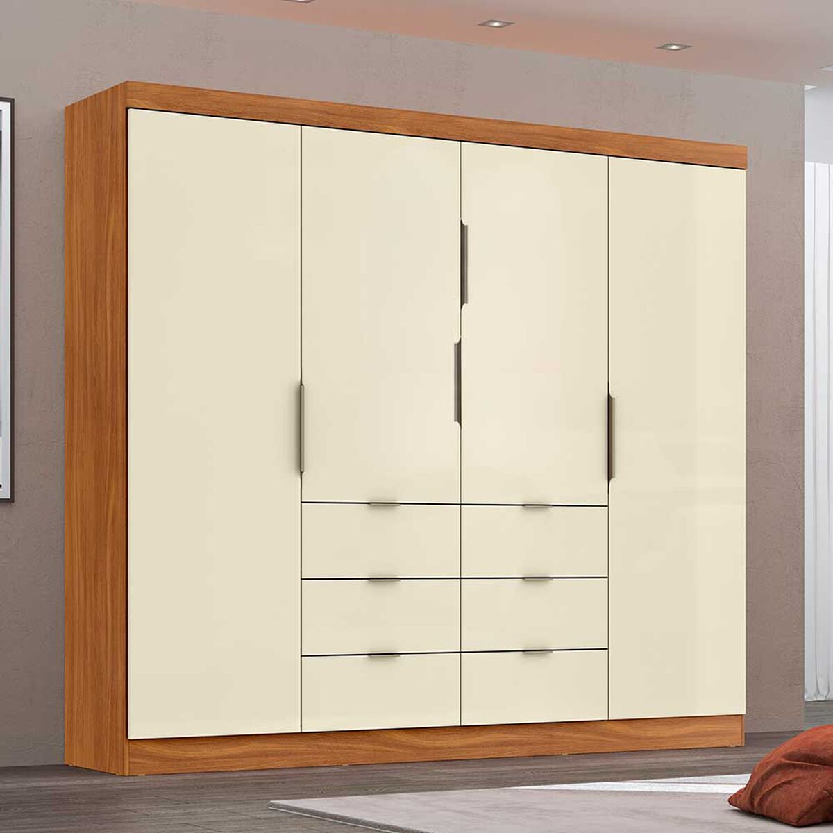Closet Di Poretti Design Click 4 Puertas 6 Cajones Caf&eacute; Blanco
