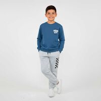 Polerón Niño Chess Denim, Gris-Mel, Negro, Oliva