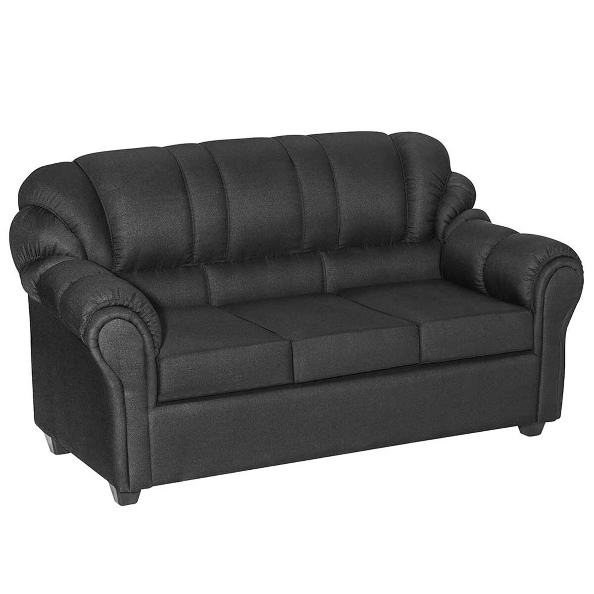 Juego de Living Muebles M&E Natoga Sofá 3 Cuerpos + Dos Sillones 1 Cuerpo Negro
