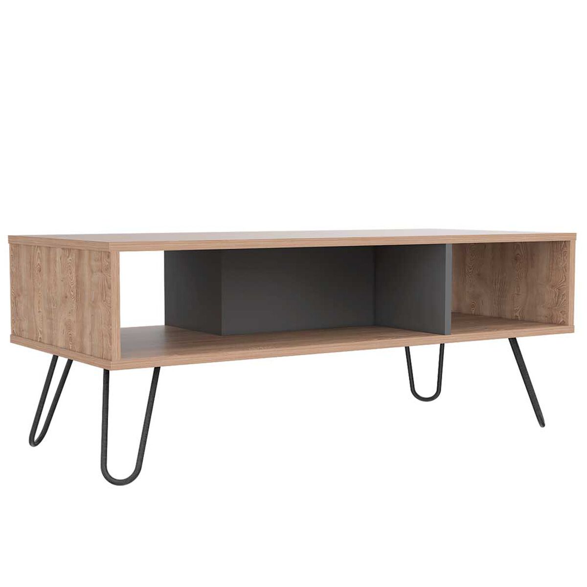 Combo Rack TV 55" + Biblioteca + Bar Alto + Mesa Centro Vassel Miel Plomo Tuhome