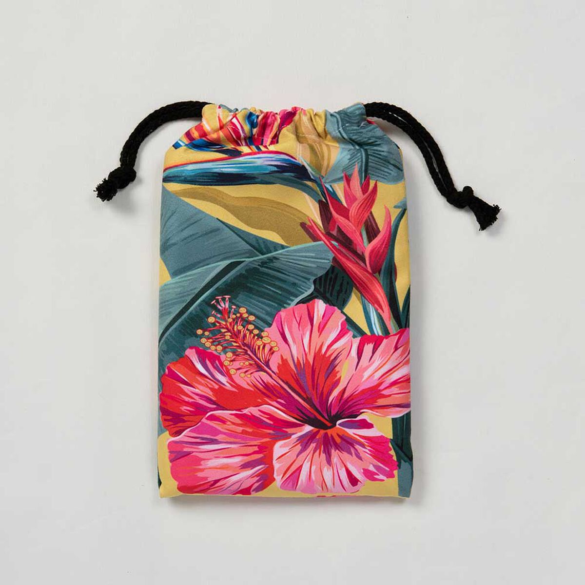 Toalla de Playa con Bolso SoHome Hibiscu 90 x 180 cm Amarillo