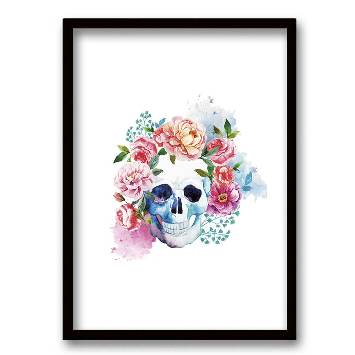 Cuadro Decorativo Retela Calavera Floral 50 x 35 cm