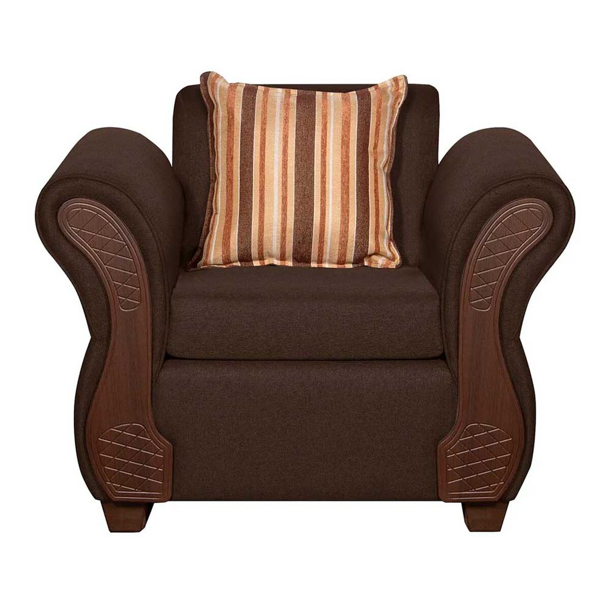 Juego de Living Ruzam Mobel Marsella Sof&aacute; 3 Cuerpos + Dos Sillones 1 Cuerpo Lino Caf&eacute;