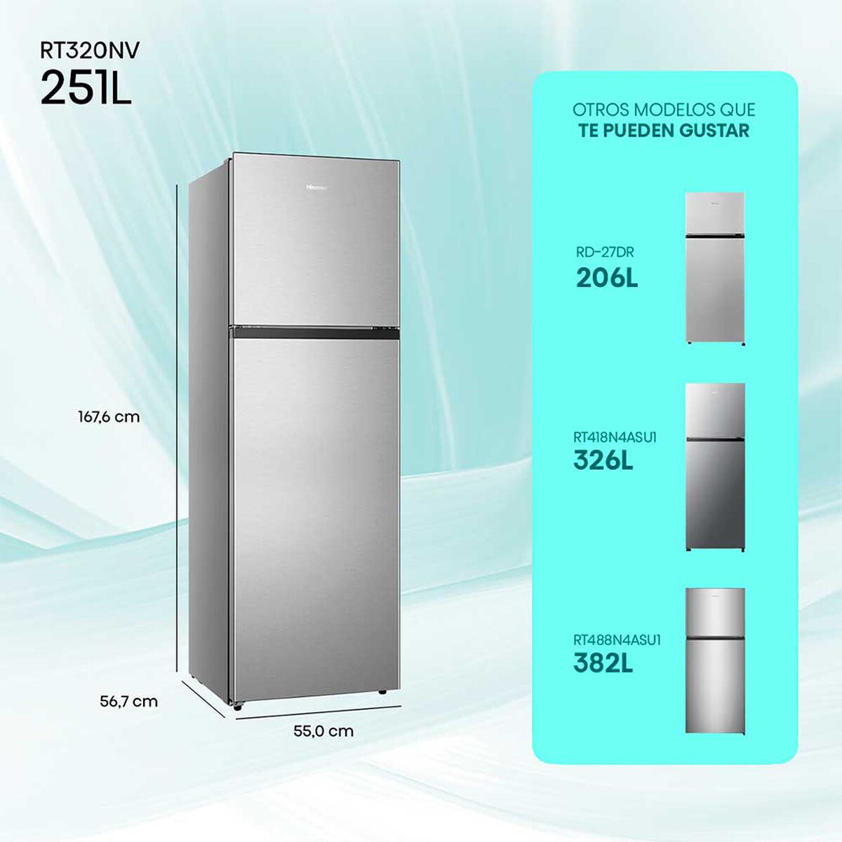 Refrigerador No Frost Hisense RT320NV 251 lts.