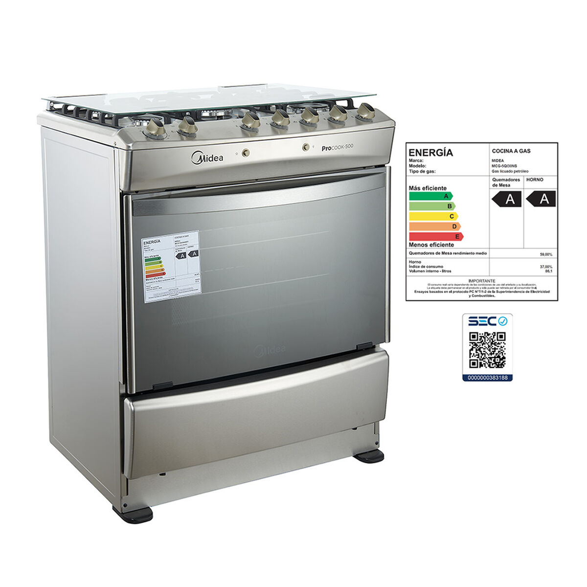 Cocina a Gas Midea MCG-5QI30ANS 5 Quemadores
