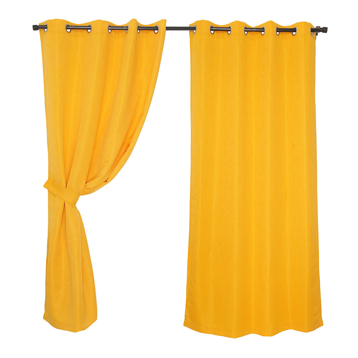 Set Cortinas Jacquard-Argolla Nogal Amarillo 140X220+5 Cm
