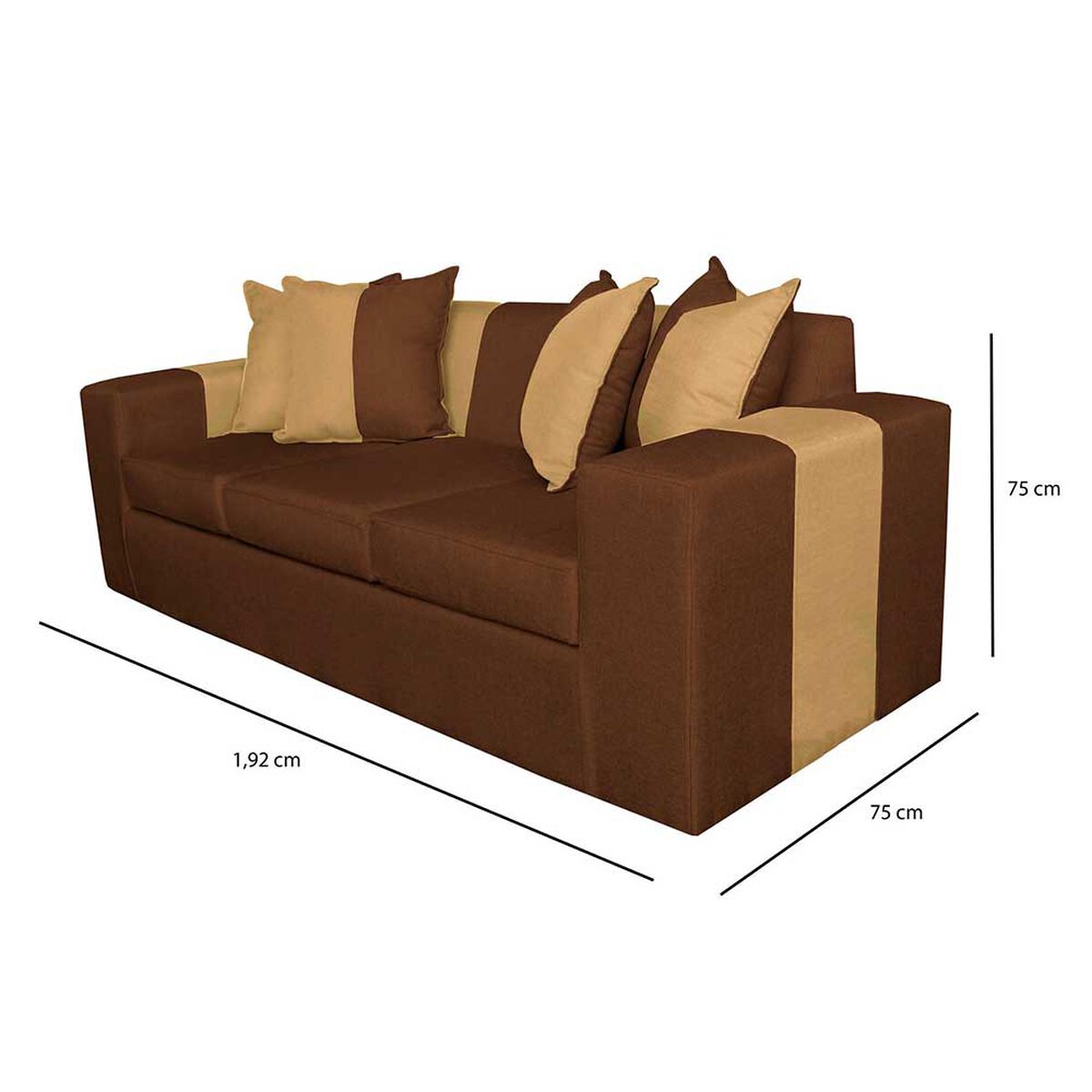 Sof&aacute; Muebles MYM Benjamin 3 Cuerpos + Dos Pouf 1 Cuerpo Caf&eacute; Beige