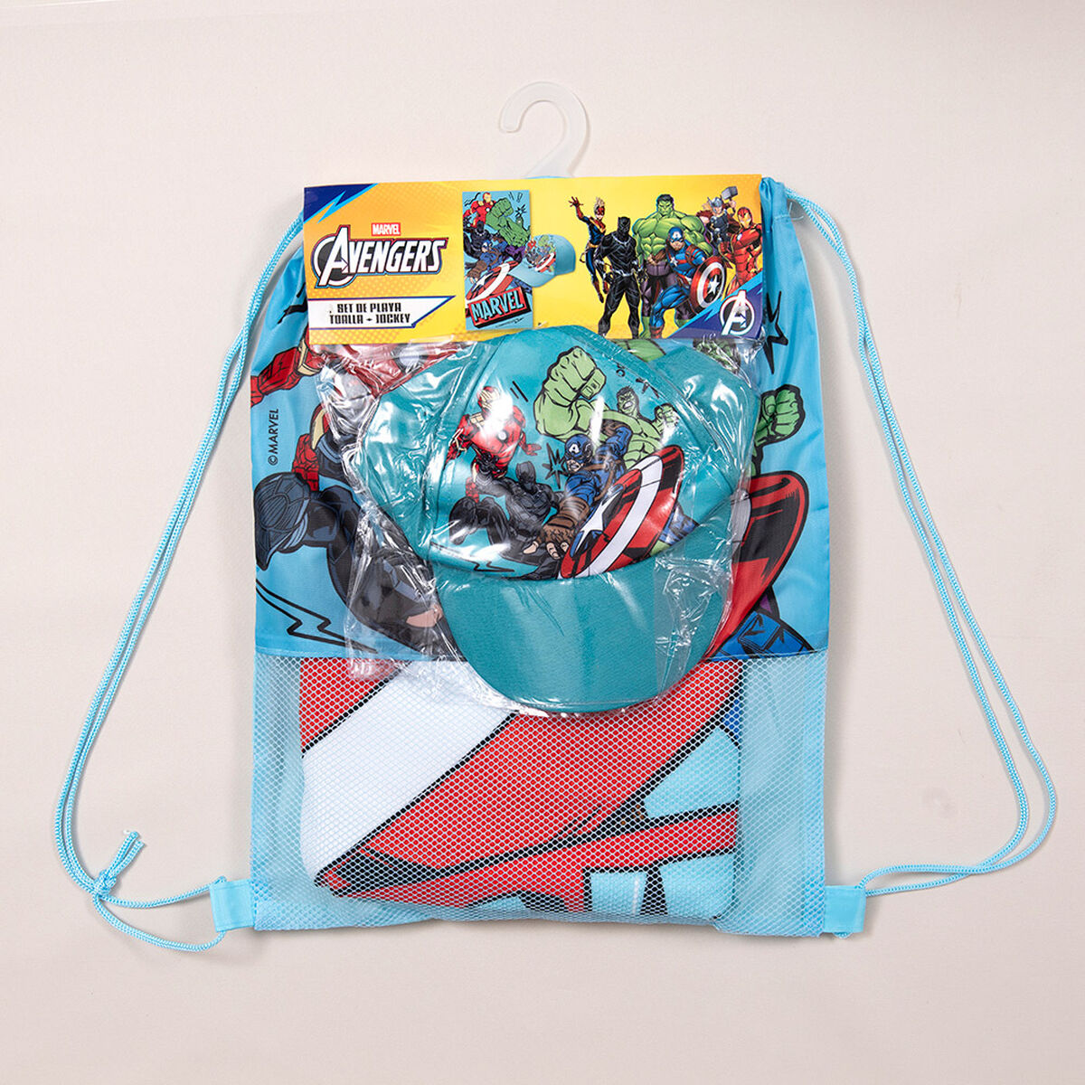 Toalla de Playa Avengers Accion 70x140 cm + Jockey y Bolso
