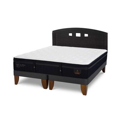 Imagen 2 del producto Cama Europea CIC Base Dividida 2 Plazas Súper Premium + Respaldo Gales Negro