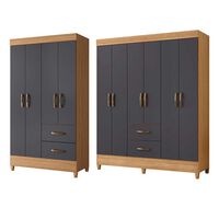 Combo Clóset 6 Puertas 2 Cajones + Clóset 4 Puertas 2 Cajones Vekkahome Mobi Gris