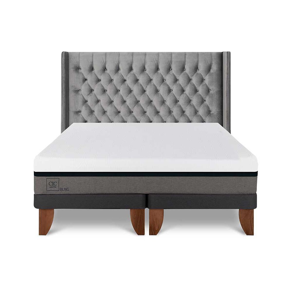 Cama Europea CIC Base Dividida 2 Plazas Balance + Respaldo Sesia