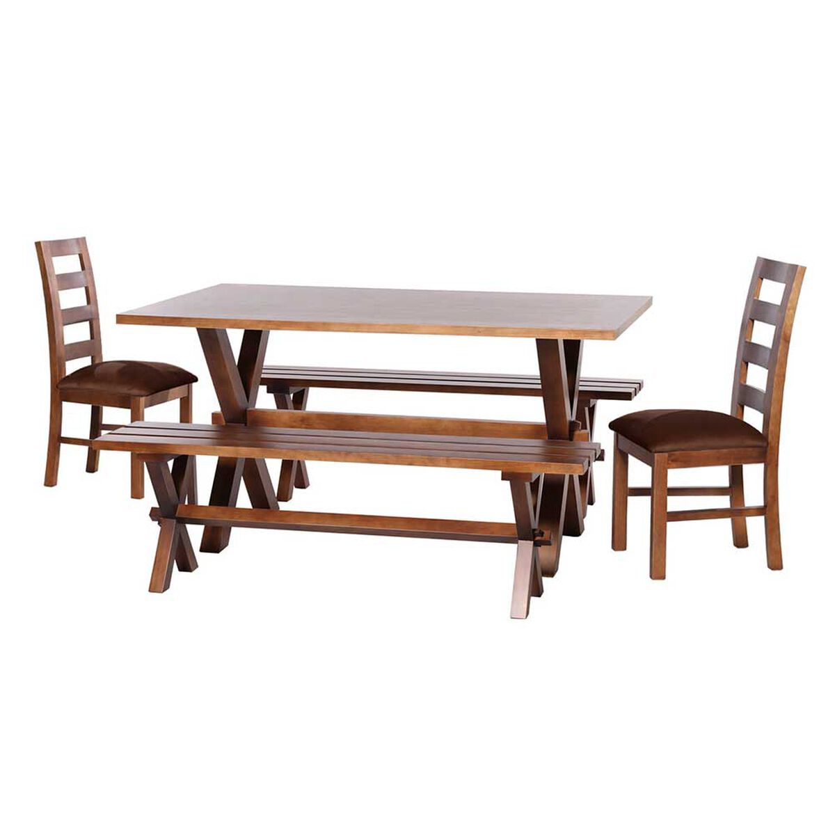 Juego de Comedor Latam Home Sevilla Granada 2 Sillas + 2 Bancas Velvet Chocolate