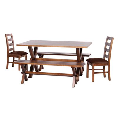 Juego de Comedor Latam Home Sevilla Granada 2 Sillas + 2 Bancas Velvet Chocolate