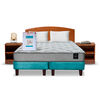 Combo Cama Europea Latam Home 2 Plazas Cannon BD Tela Turquesa + Textil + Respaldo + 2 Veladores Atlas
