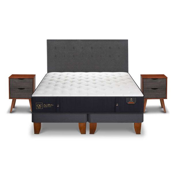 Cama Europea CIC Base Dividida King Premium + Respaldo + Veladores