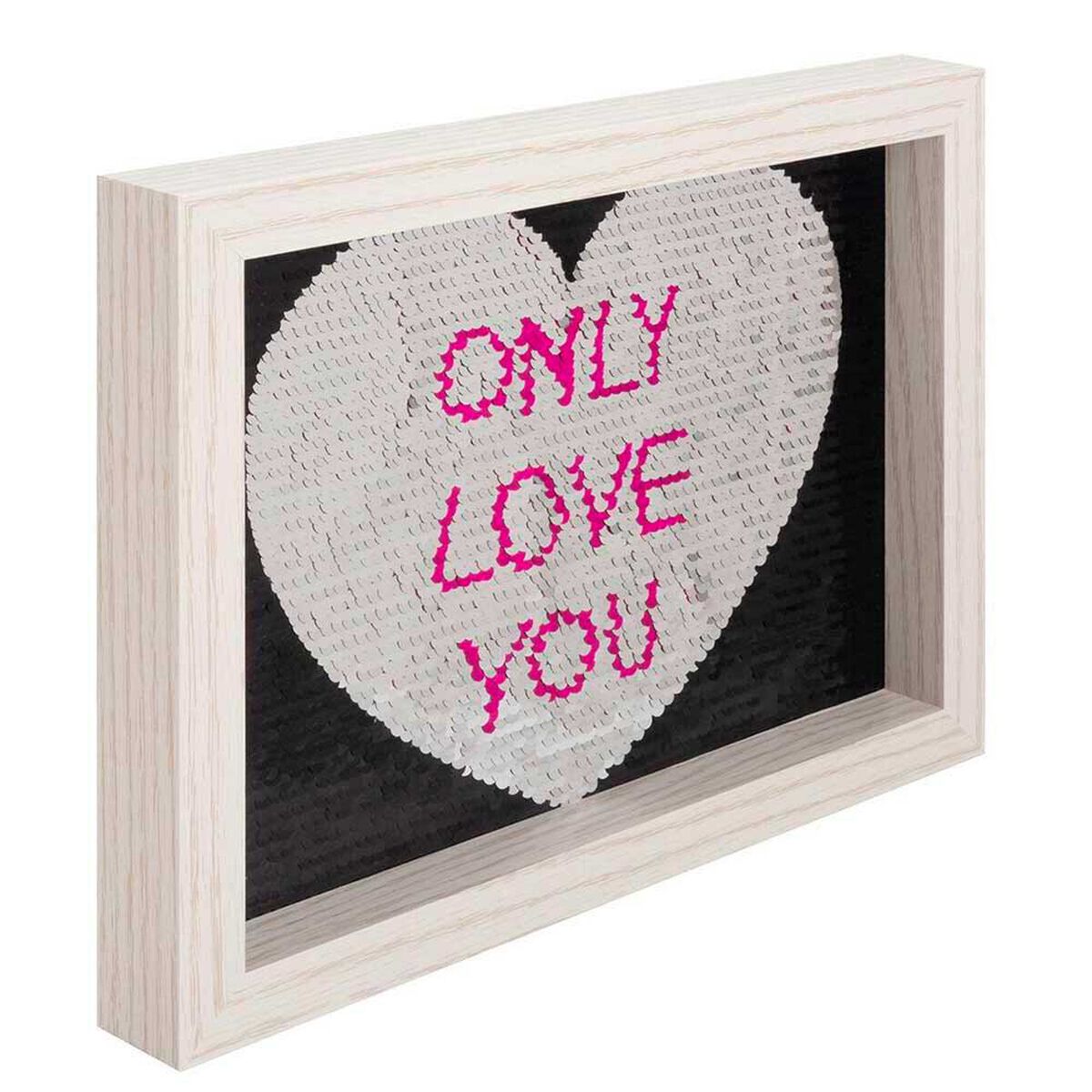 Cuadro Marco Madera Vgo Love con Brillos 21 x 28 cm Beige