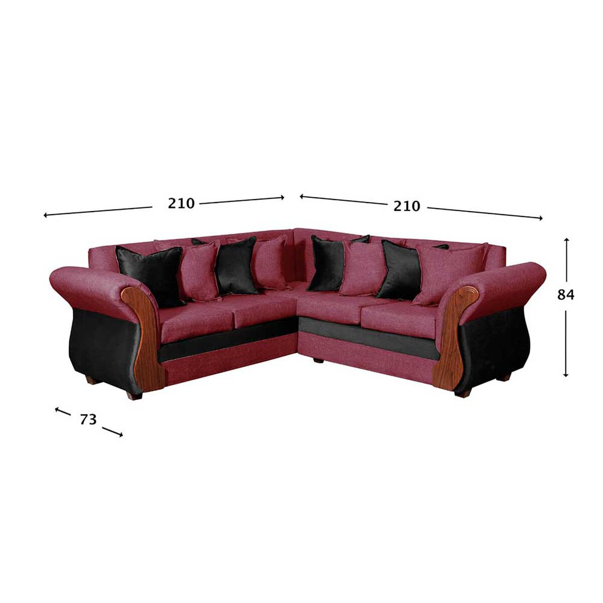 Sof&aacute; Secccional Muebles MYM Madison 4 Cuerpos Burdeo