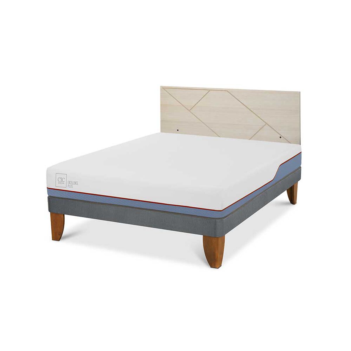 Cama Europea CIC 2 Plazas Excellence Plus + Respaldo Villarrica Alpino