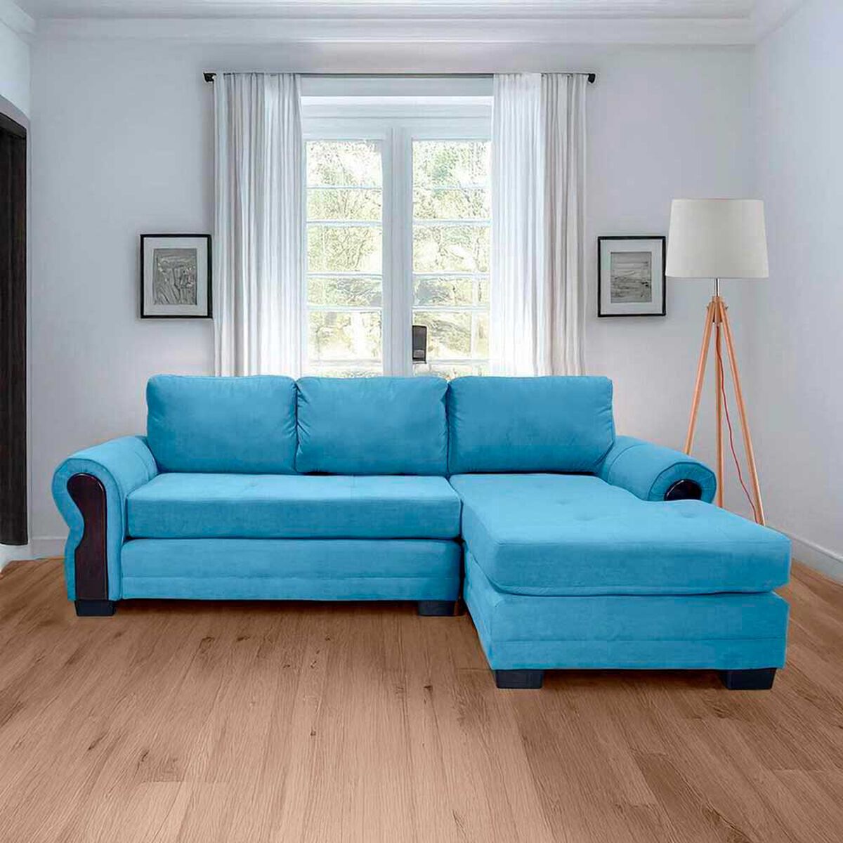 Sof&aacute; Seccional Living Factory Oregon 4 Cuerpos Azul