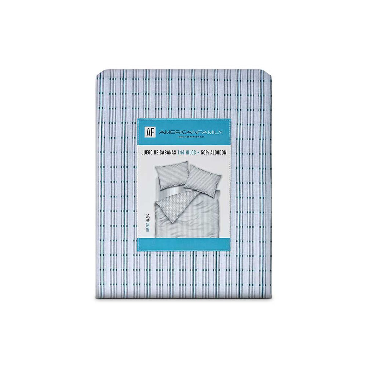 Juego de Sábanas American Family 2 Plazas 144 Hilos Oasis Negro