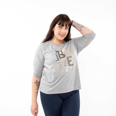 Polera Con Estampado Manga 3/4 Mujer Extralindas