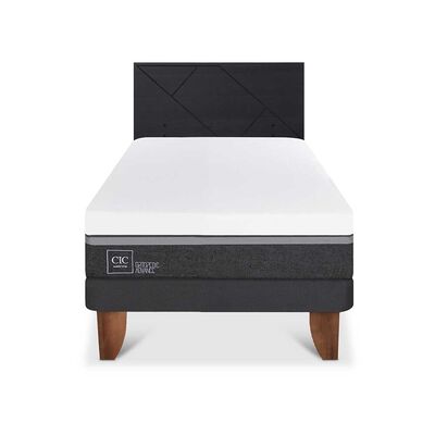 Cama Europea CIC 1,5 Plazas Ortopedic Advance + Respaldo Villarrica Negro