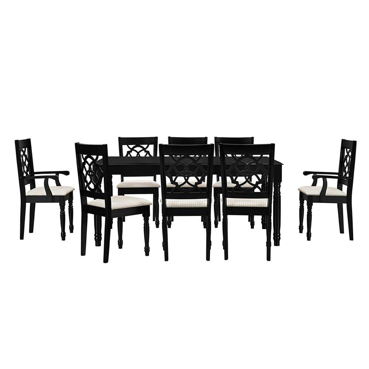 Juego de Comedor Casanova New Barcelona 6 Sillas + 2 Sitiales Negro Beige
