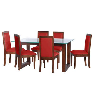 Juego de Comedor Latam Home Pamplona Murcia 6 Sillas Cuero Gris